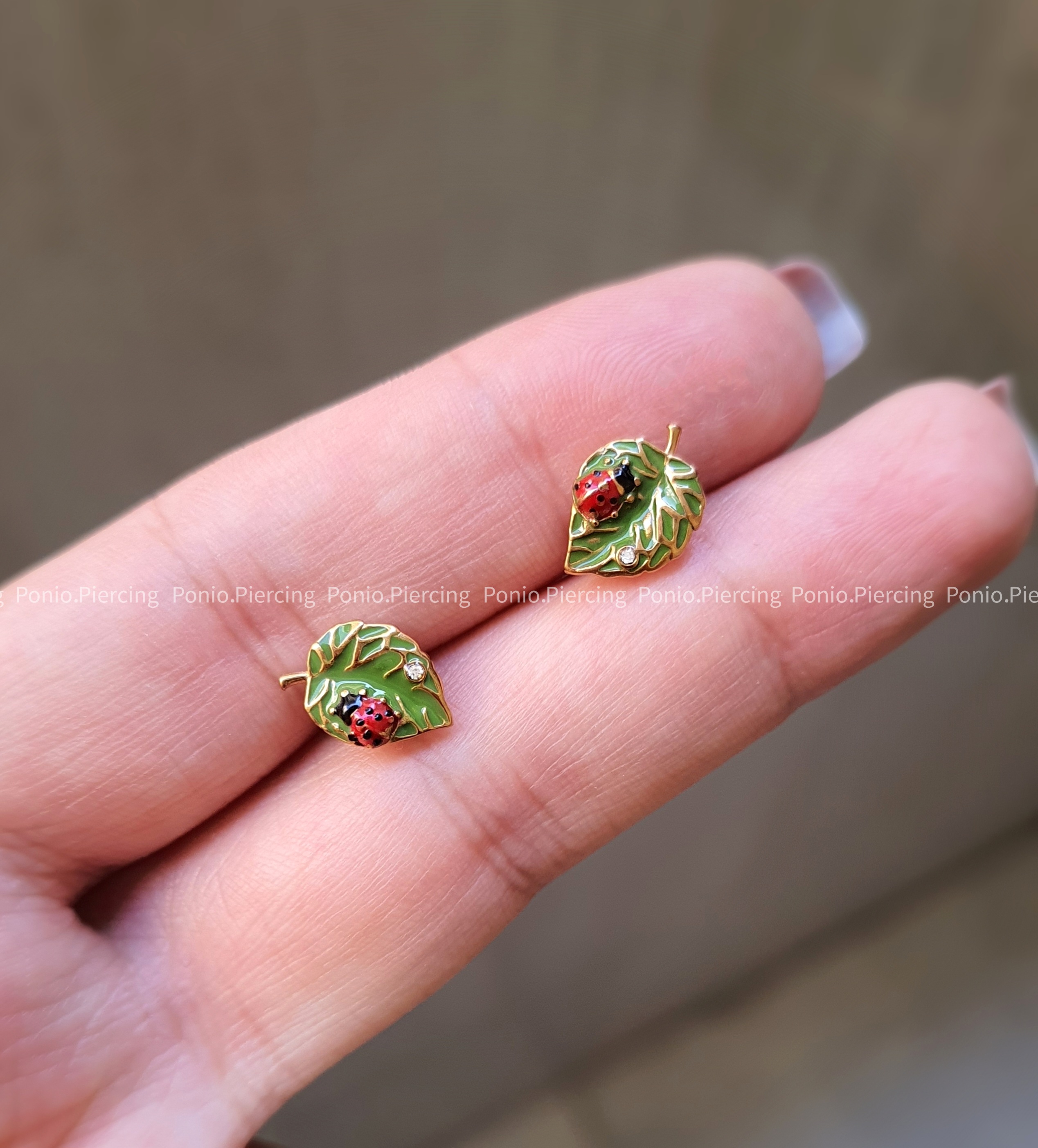 پیرسینگ زبان و لُپ برگ و کفشدوزک 🌿🐞