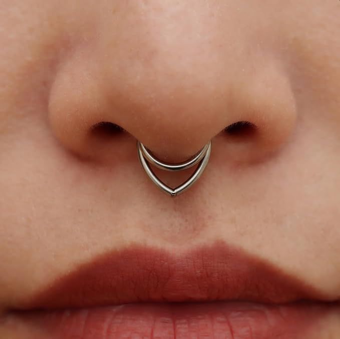 پیرسینگ حلقه دوبل (گوش،سپتوم،اسمایل)