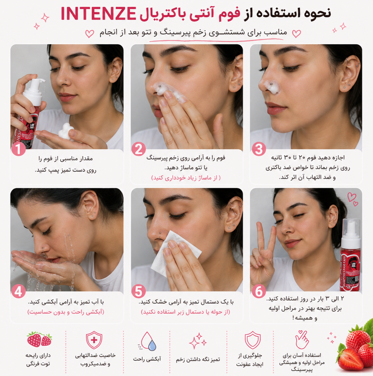 فوم کلینزر(شستشوی آسان زخم پیرسینگ)